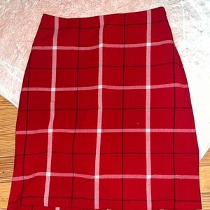 Ann Taylor Red and White Pencil Skirt Over-The-Knee-Length Casual